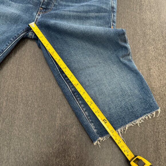 Hudson Amelia Mid Rise Knee Blue Denim Shorts Women's Raw Hem, Size 27 NWT - Picture 9 of 11